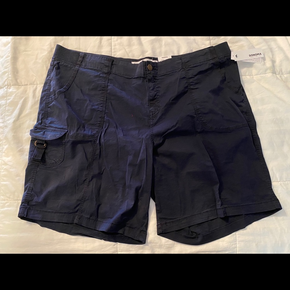 NWT Sonoma Bermuda cargo shorts navy 24 w